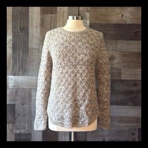 Jeanne Pierre tan cable knit sweater medium preppy neutral academia gorpcore